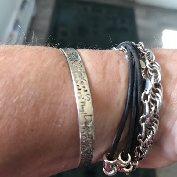 Sterling Silver Mantra Cuff Bracelet - Picture 2 of 7